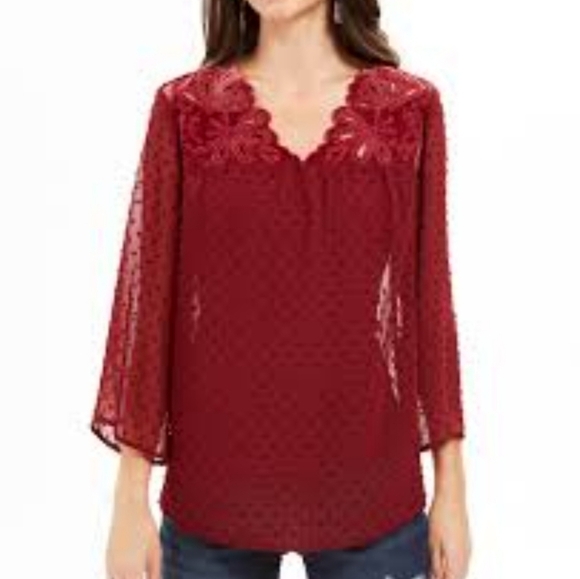 Style &Co Textured Semi Sheer Blouse with Tank Size 1X - Picture 1 of 10